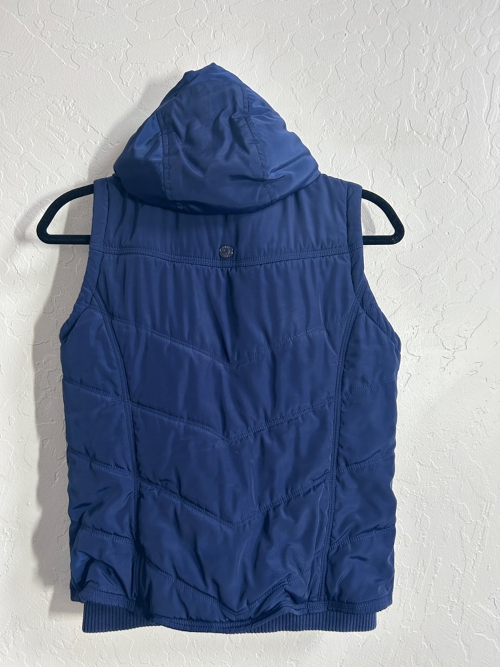 Navy Quilted Hooded Vest with Faux Fur Trim hood - Picture 5 of 5